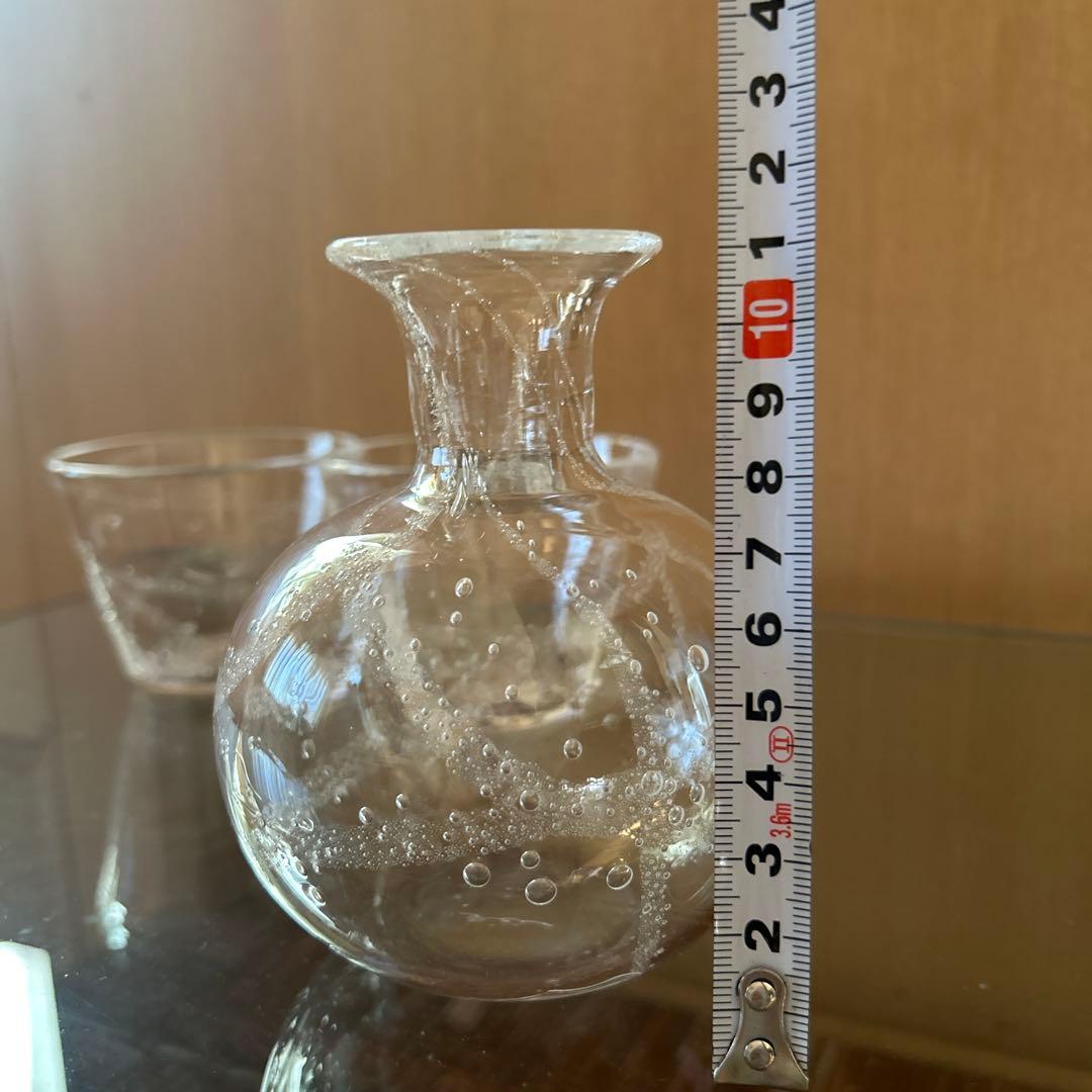 新品◆102荒川尚也　そばちょこ&型徳利　アワガラス気泡3点セット　晴耕社ガラス