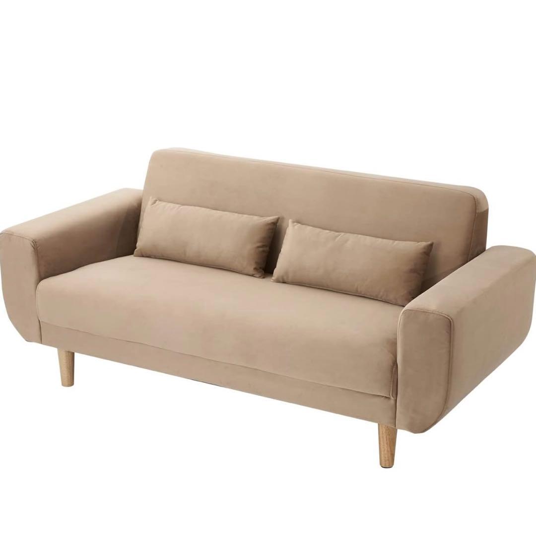 【力】ベージュ ブラウン 2.5人掛けソファ ロータイプ LOWYA