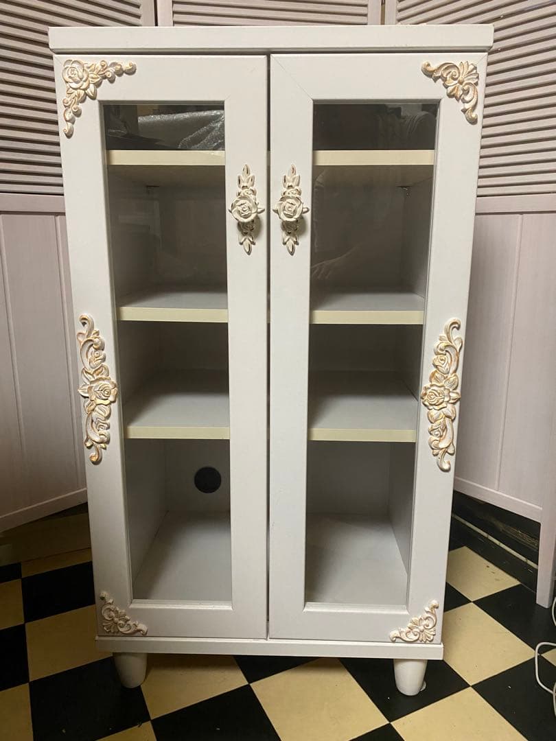 ロココ♡フレンチ♦️ホワイトシャビー♦️写真 メモ立て付 収納ナイトテーブル♦️送料込