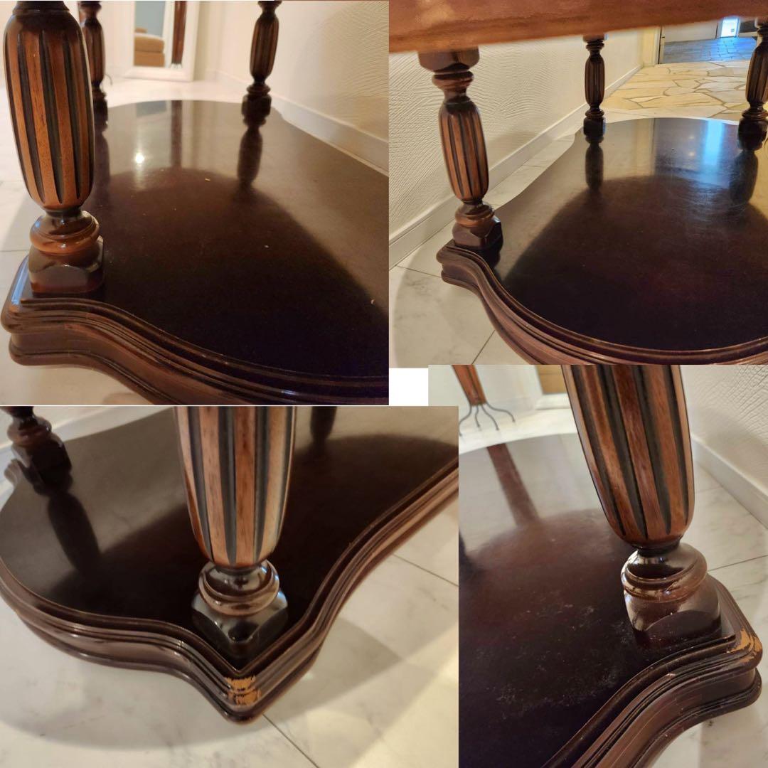 old karimoku オールドカリモク オーバル型ローテーブル　大理石調