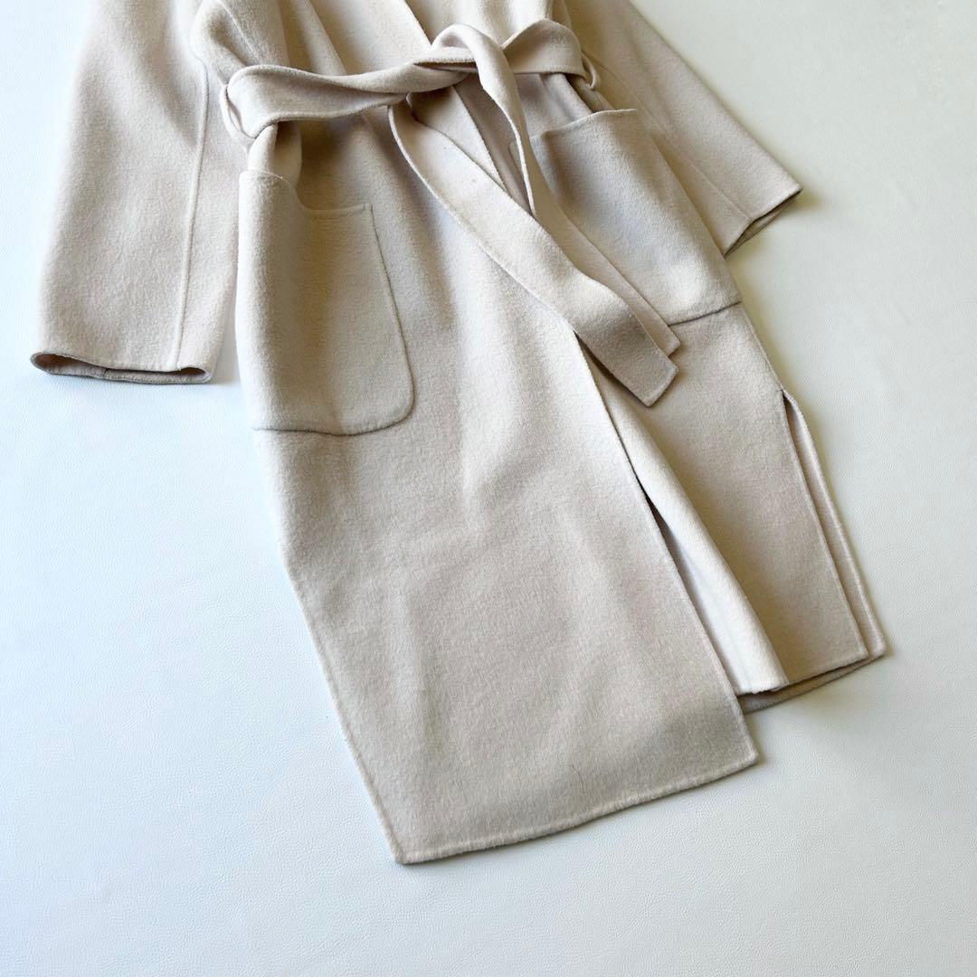 3048y ドレステリア 襟付きロングリバーコート S アイボリー