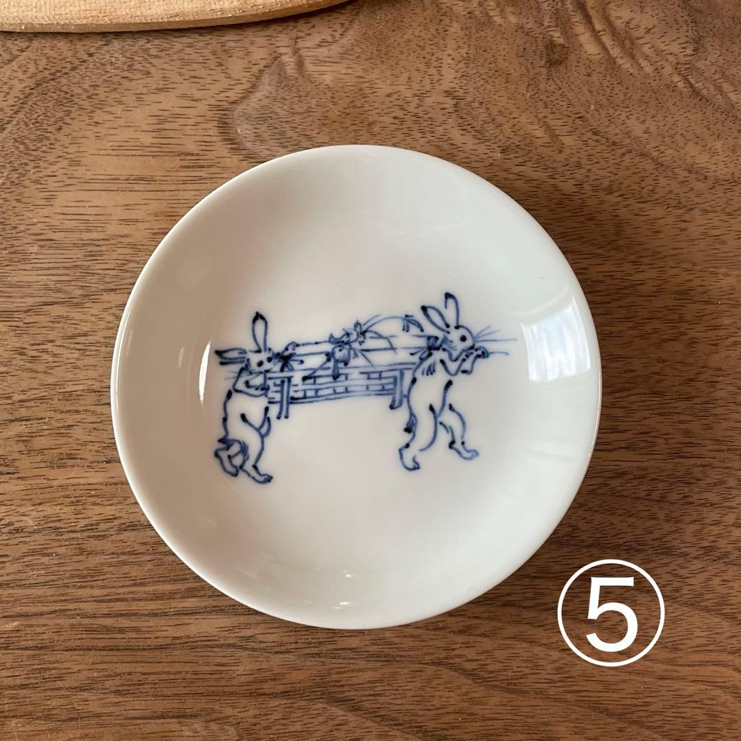 ききちゃん様 染付 鳥獣戯画 ごはん茶碗5つ＋豆皿５枚