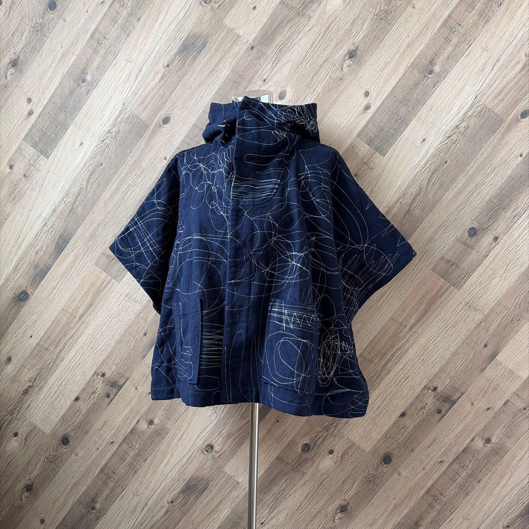 オガワトモコ 刺繍作家 ステッチ刺繍 フード 肉厚 綿100% 羽織り