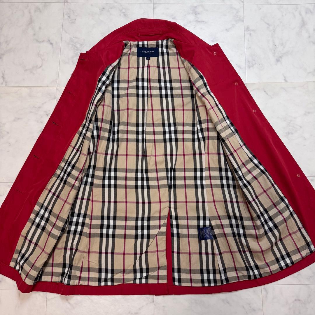 バーバリーロンドン　ステンカラー コート　ノバチェック　M 赤　レッド