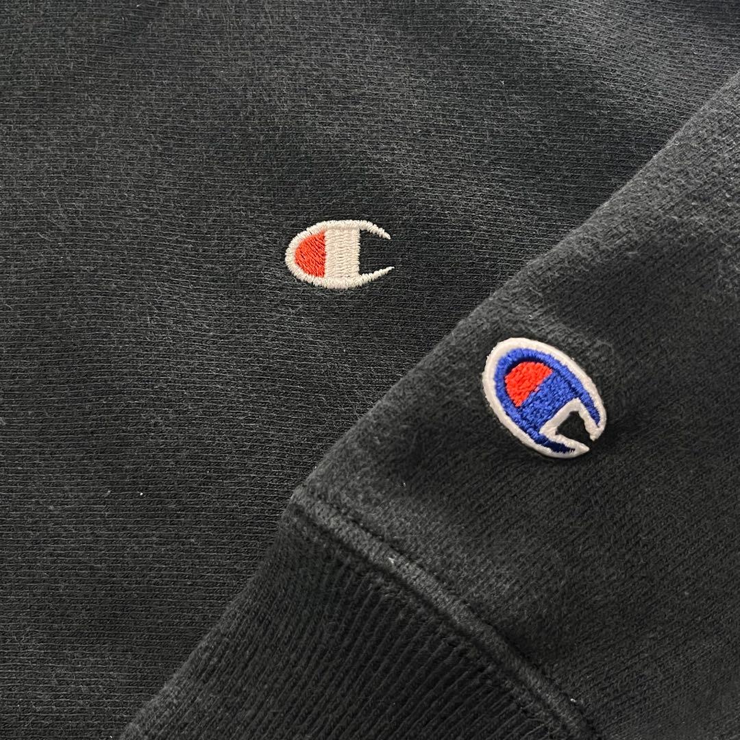 ◎90s Champion reverse weave パーカー 黒 刺繍タグ