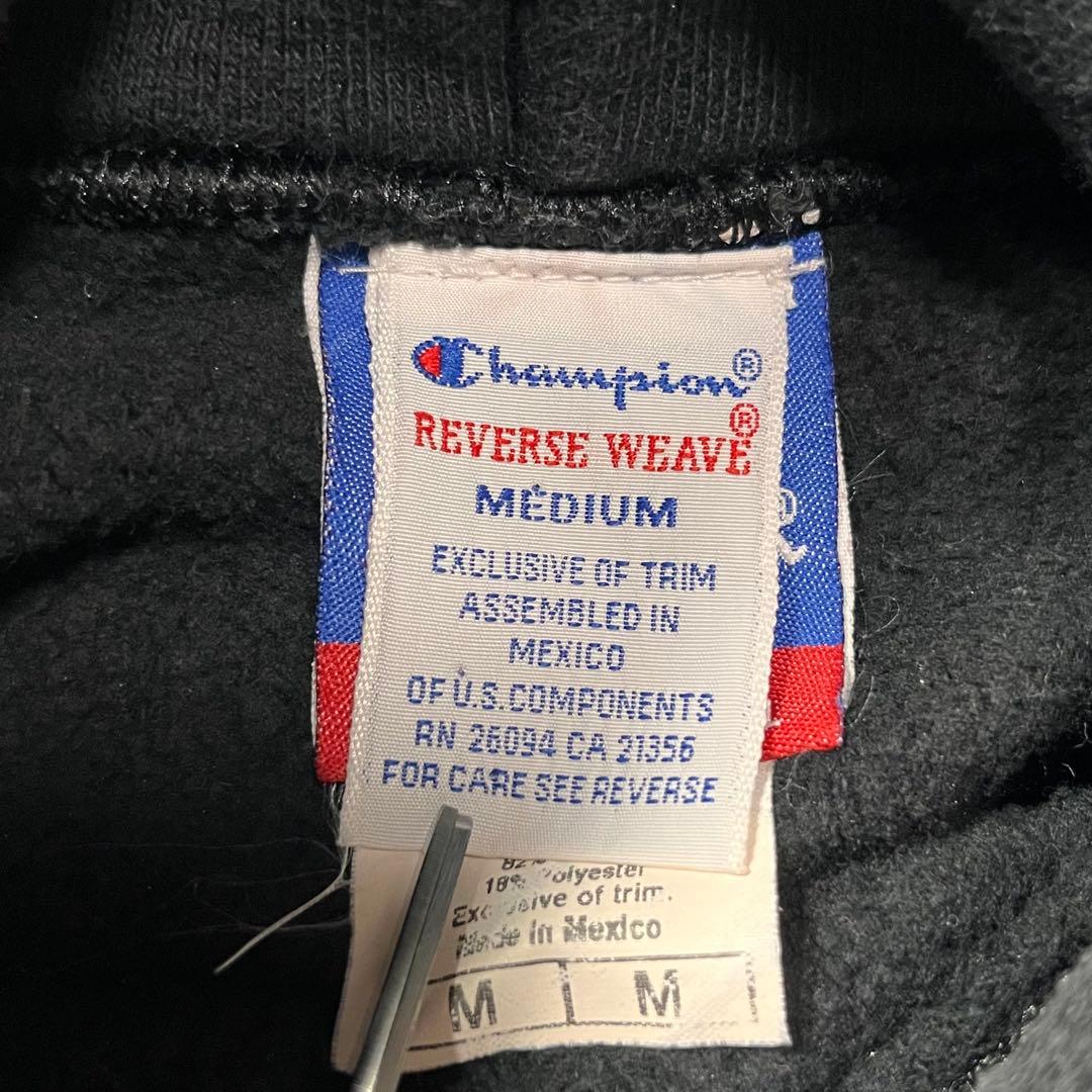 ◎90s Champion reverse weave パーカー 黒 刺繍タグ