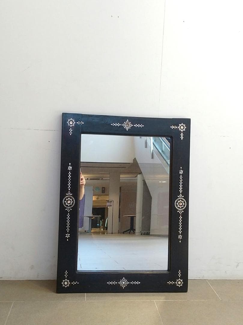 ■美品■螺鈿細工 無垢材ミラー アジアン/エスニック