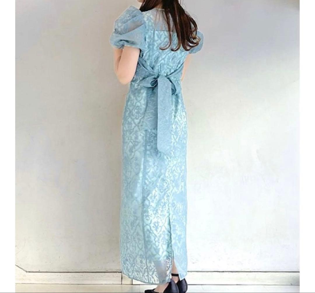 値下げ【LILY BROWN】オーナメントドロウオーガンジードレス（ブルー/0）