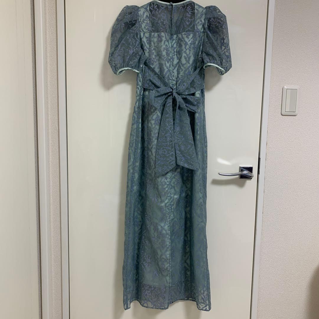 値下げ【LILY BROWN】オーナメントドロウオーガンジードレス（ブルー/0）