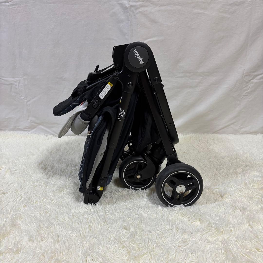 Aprica ナノスマート プラス　コンパクト　折りたたみ　ベビーカー　グレー