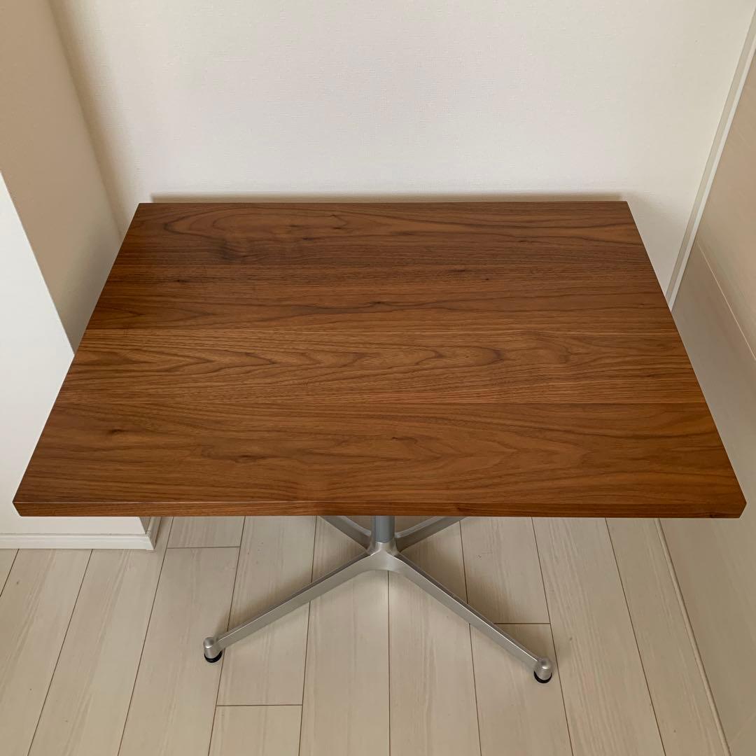 greeniche カフェテーブル ウォルナット シルバー脚 80×60×61