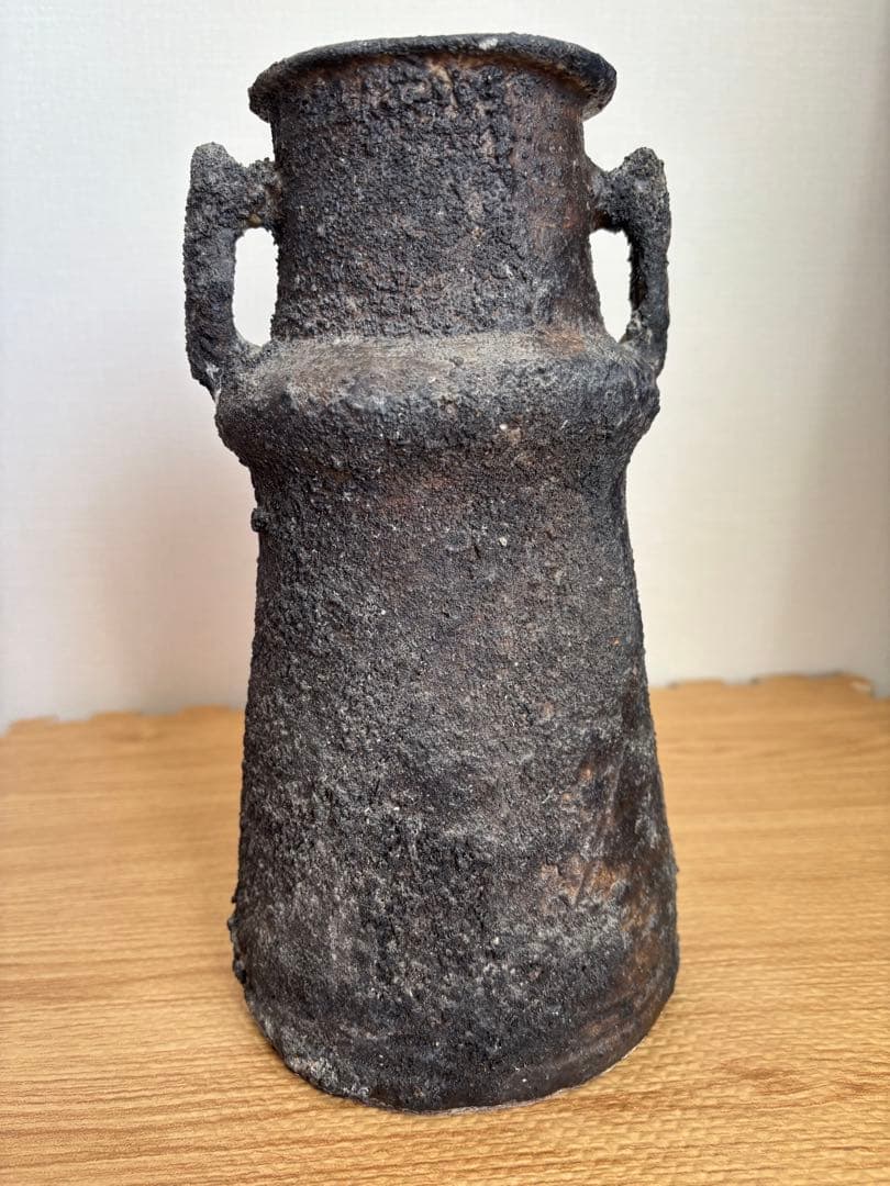 青史作、窯変花生け、花道楽、備前焼、箱付き