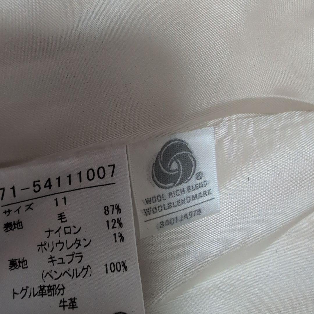 INED ピュアウール ロング ダッフルコート フード 大きいサイズ L 白