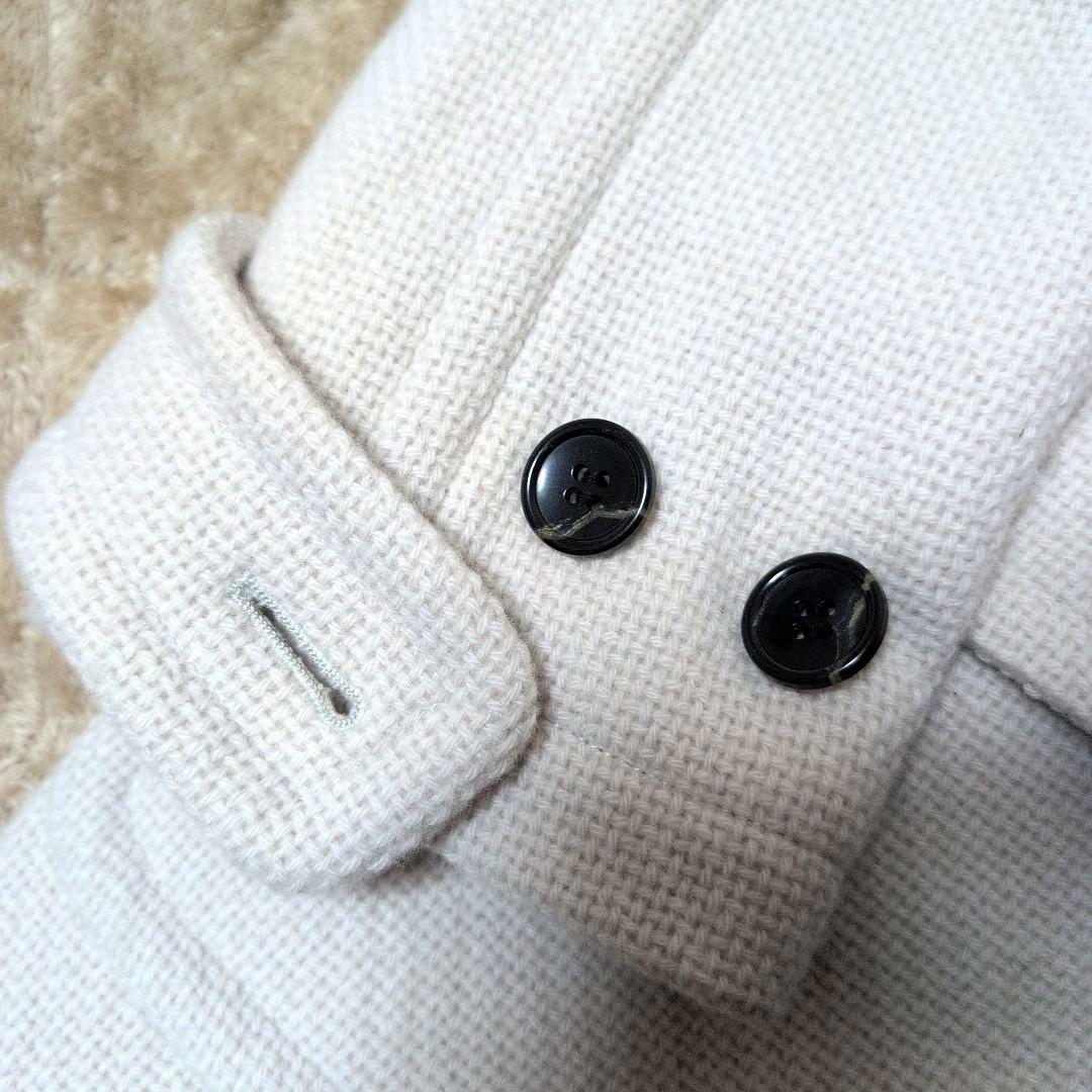 INED ピュアウール ロング ダッフルコート フード 大きいサイズ L 白