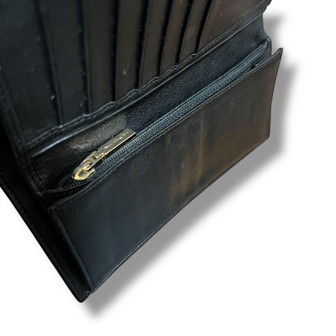 美品 VERSACE 長財布 キャンバス レザー ブラック グレカ メデューサ