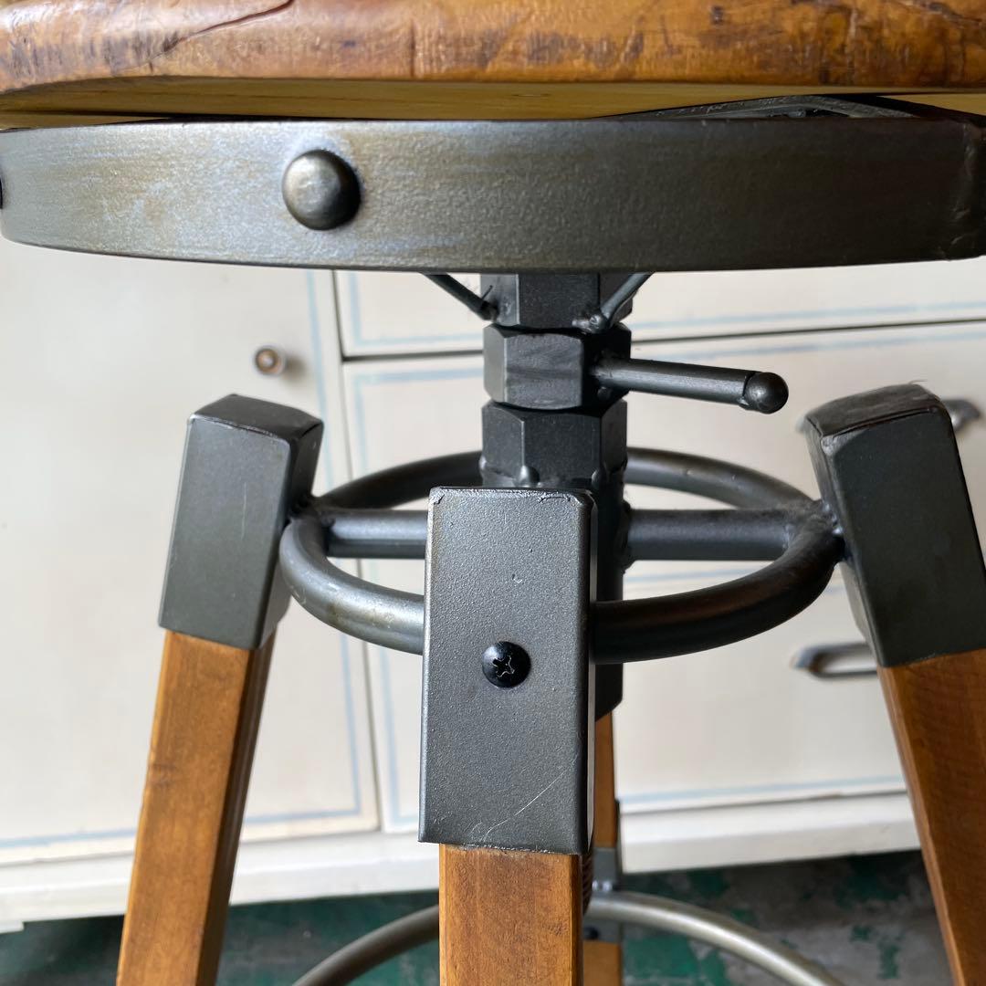 最終お値下げ 天然木・昇降式チェアー・カウンターチェアー ヴィンテージハイチェア