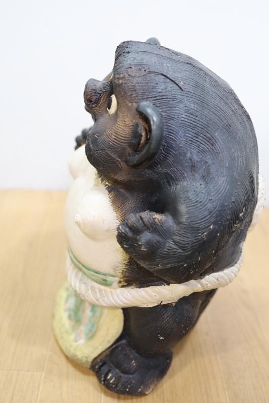 展示品◆信楽焼　珍しい横綱狸　置物　高さ40㎝