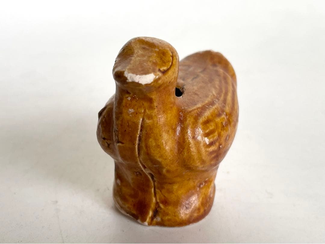 骨董　アンティーク　陶俑　唐時代　家鴨　人形　鳥形俑　黄釉　あひる　唐三彩　発掘