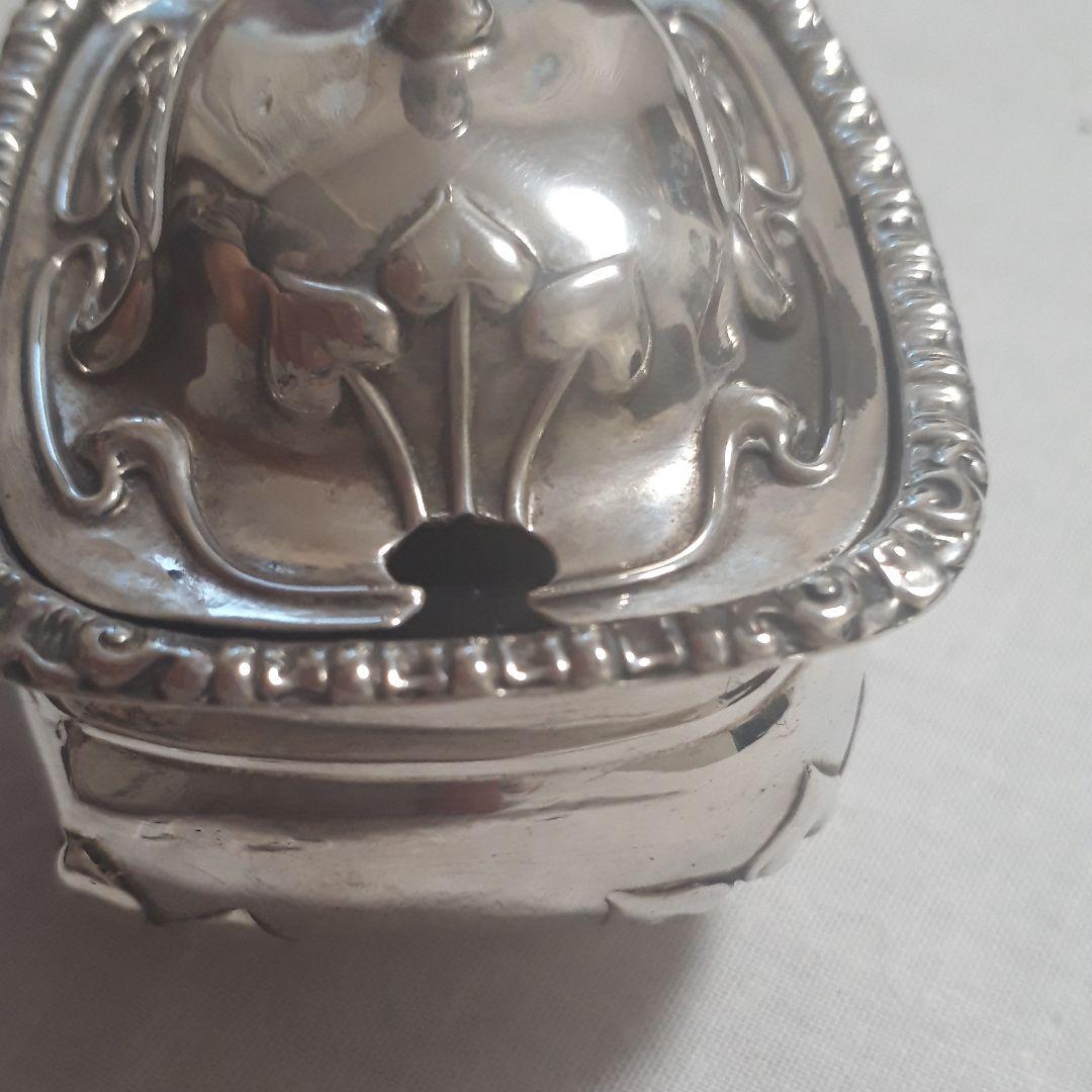 アンティークマスタードジャー純銀スターリングシルバー