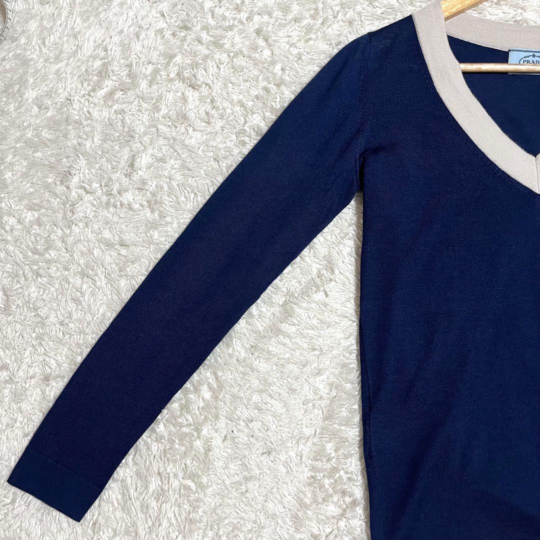 PRADA プラダ ニット シルク ウール ネイビー 40サイズ トップス