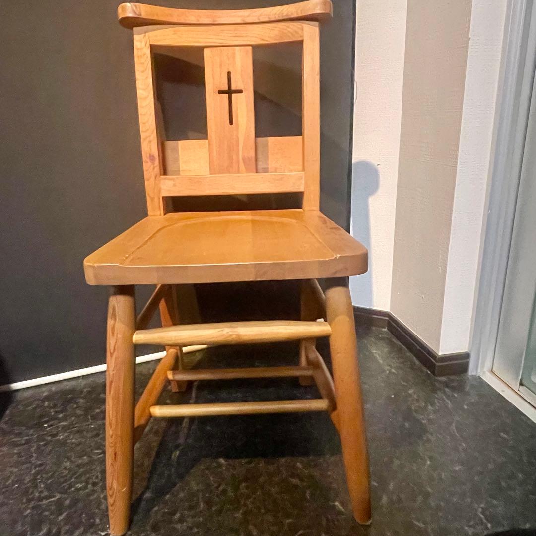 バッククロス チャーチチェア 英国 ヴィンテージ 協会 教会 椅子 聖書ボックス