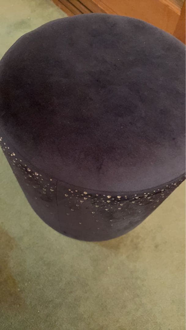 【美品】星空のジュエリースツール☆彡濃紺ネイビー×ゴールド脚のキラキララメの椅子