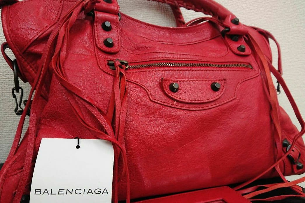 B バレンシアガ 2WAY ザ・シティ The City エディターズバッグ 赤