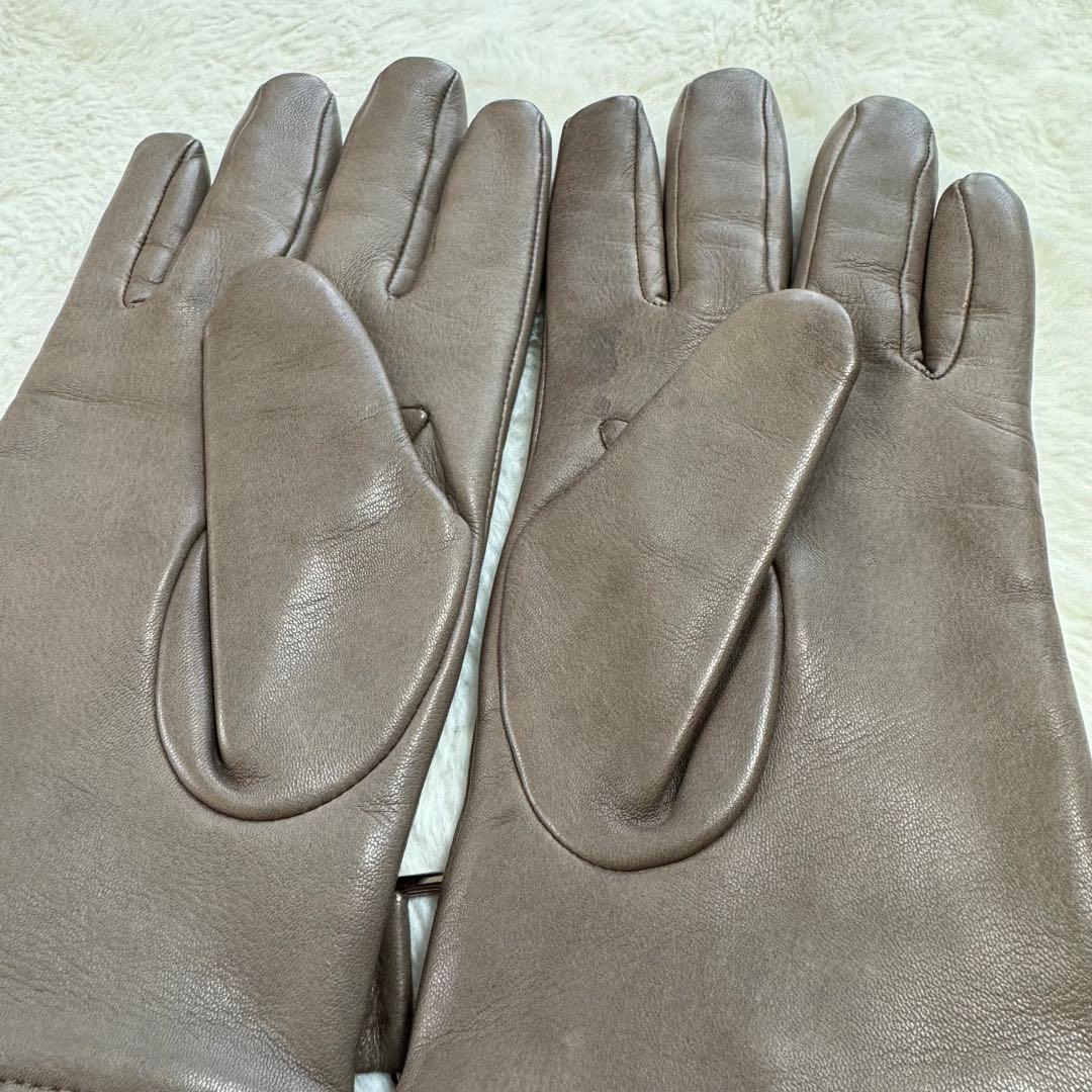 美品　Gloves ラムレザーグローブ イントレチャート カシミア混 8