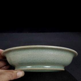 宋代汝窯「清涼寺御用達」篆書折縁洗