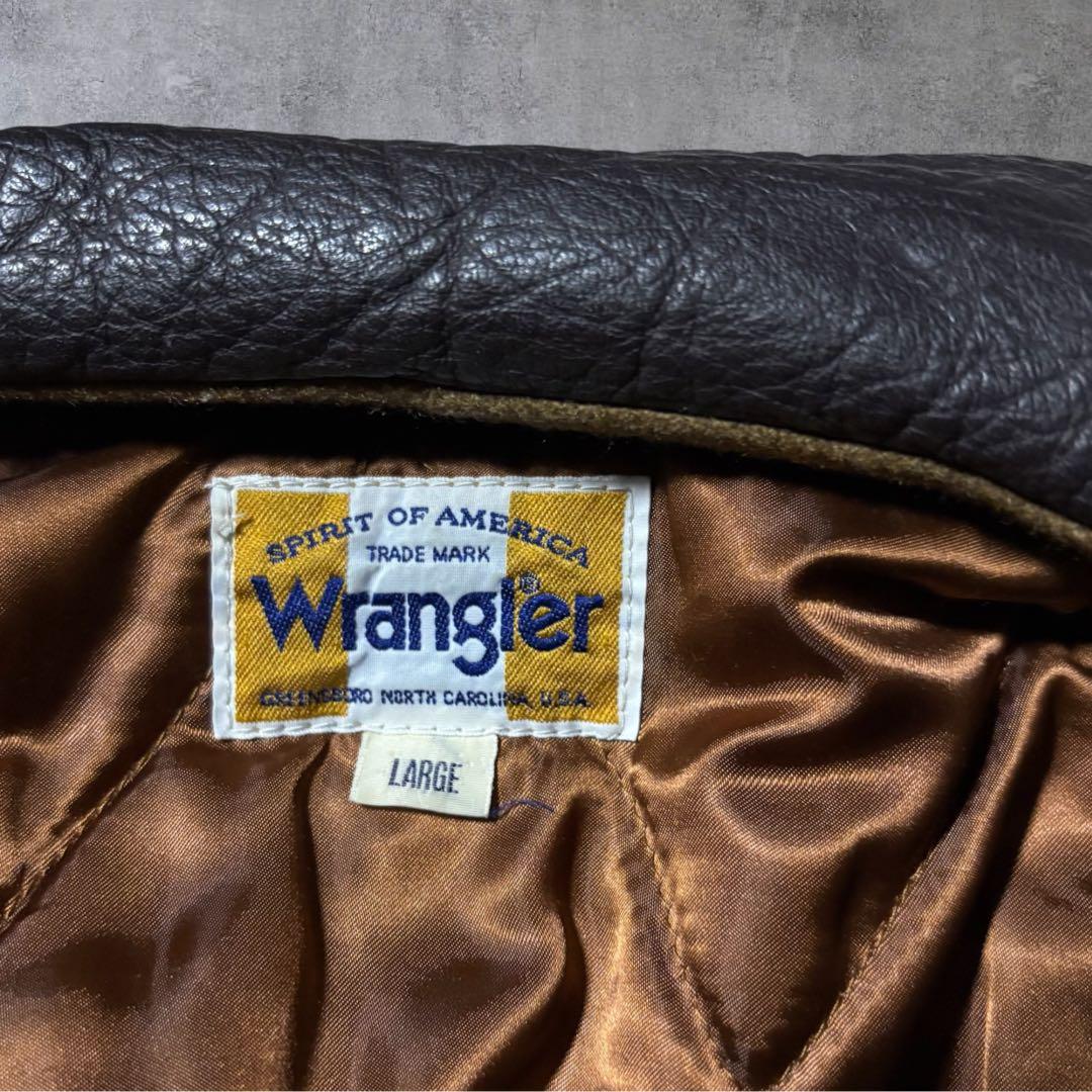 Wrangler ラングラー日本製 牛革襟 ウールコート 茶 キャメルL