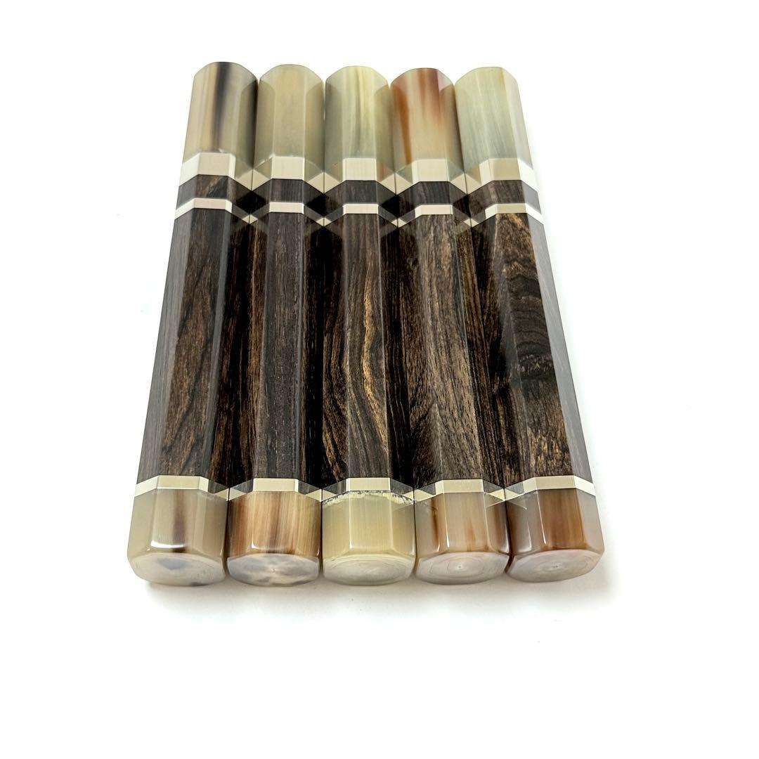 5本セット 三段 白水牛角 柳刃300 黒檀 柳刃尺 包丁の柄 八角柄 ハンドル