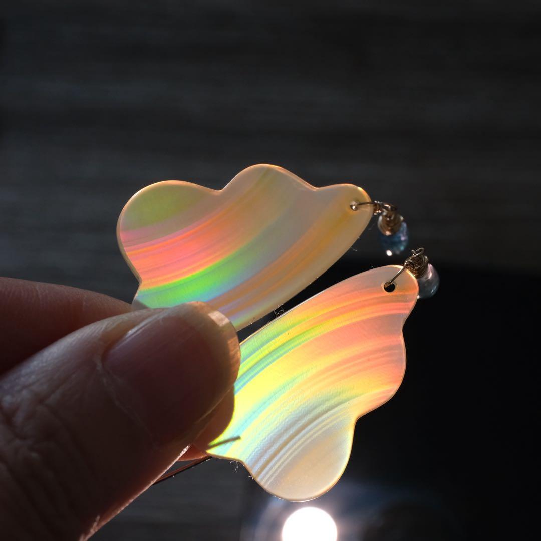 14kgfアイリスアゲートフェザーピアス/イヤリング