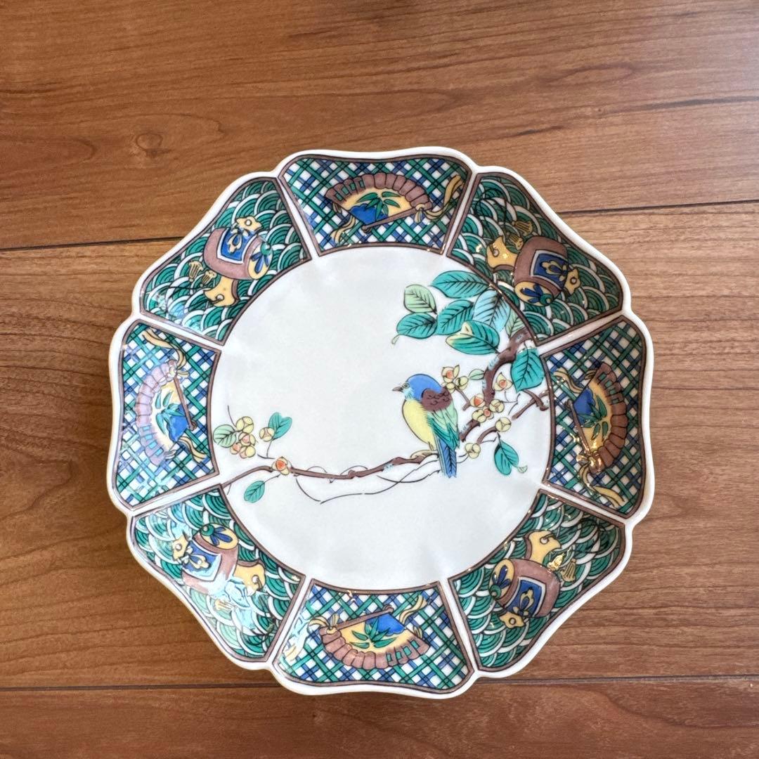 九谷仙春　5.5号皿揃（八角皿5枚セット）花鳥絵変り