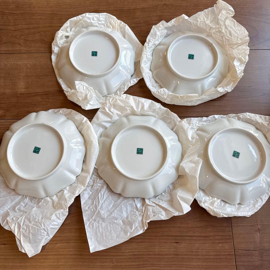 九谷仙春　5.5号皿揃（八角皿5枚セット）花鳥絵変り