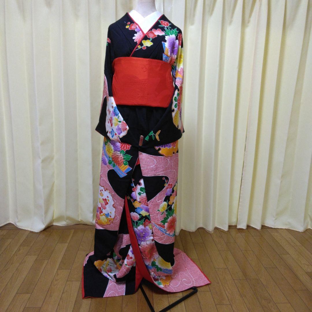 値下げ致しました！ 花嫁振袖　花嫁衣装　 黒正絹振袖　引き振袖　正絹