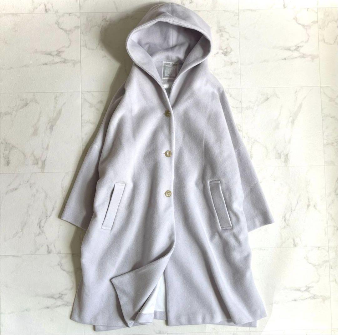 ビアズリー 定価5.8万円 防風フーディーウールコート ライトグレー ゆったり