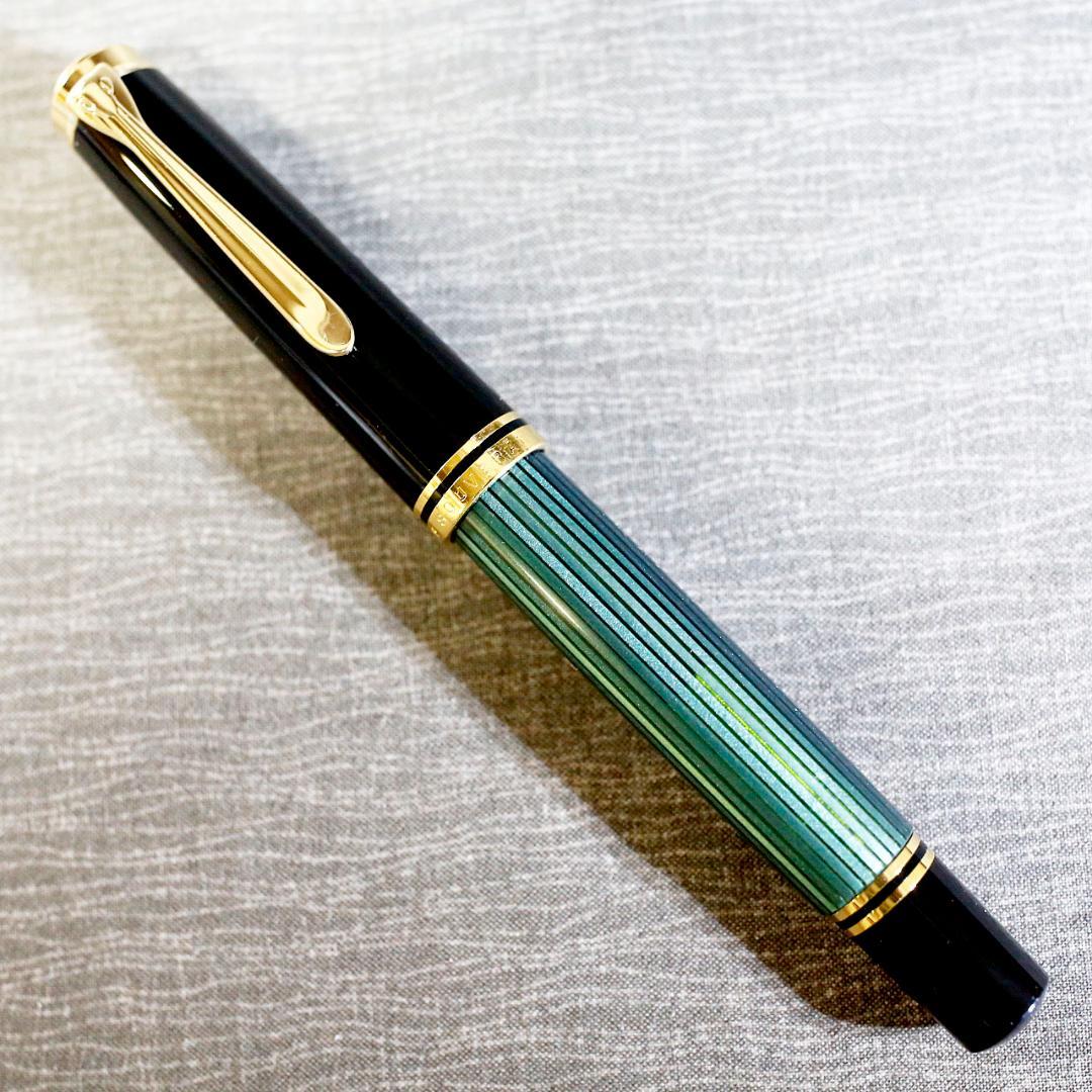 【美品 送料込み】ペリカン 万年筆 Ｍ８００ スーベレーン 緑縞 箱あり