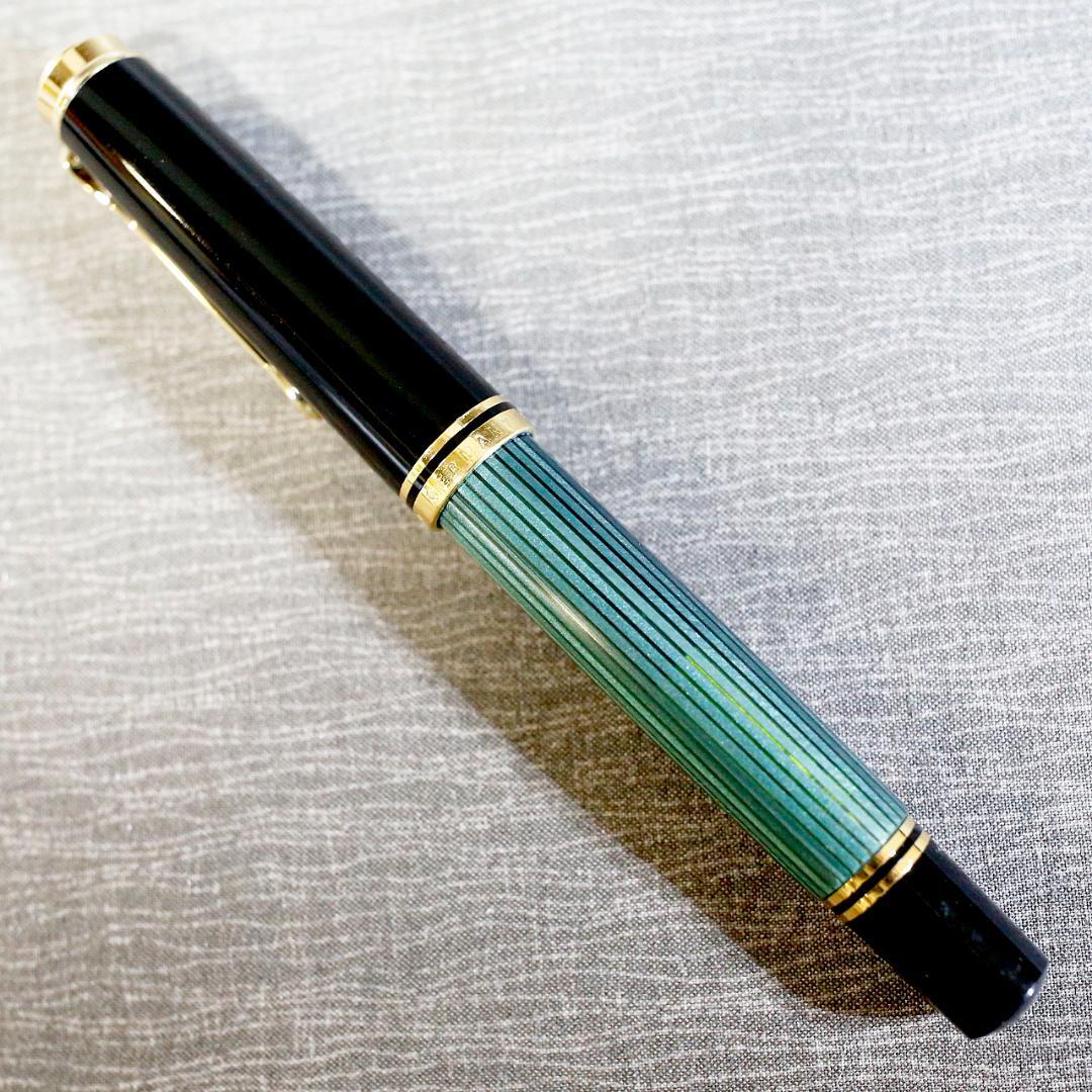 【美品 送料込み】ペリカン 万年筆 Ｍ８００ スーベレーン 緑縞 箱あり