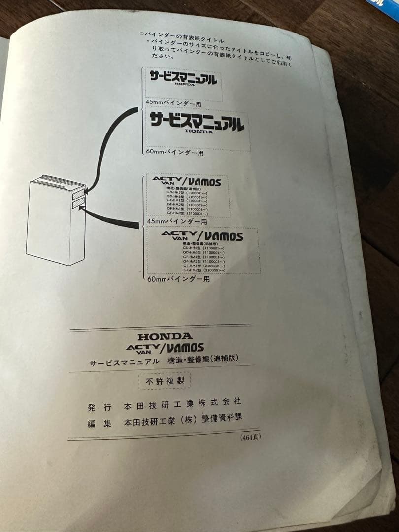 即決！アクティ/バン/バモス/サービスマニュアル/構造・整備 追補版