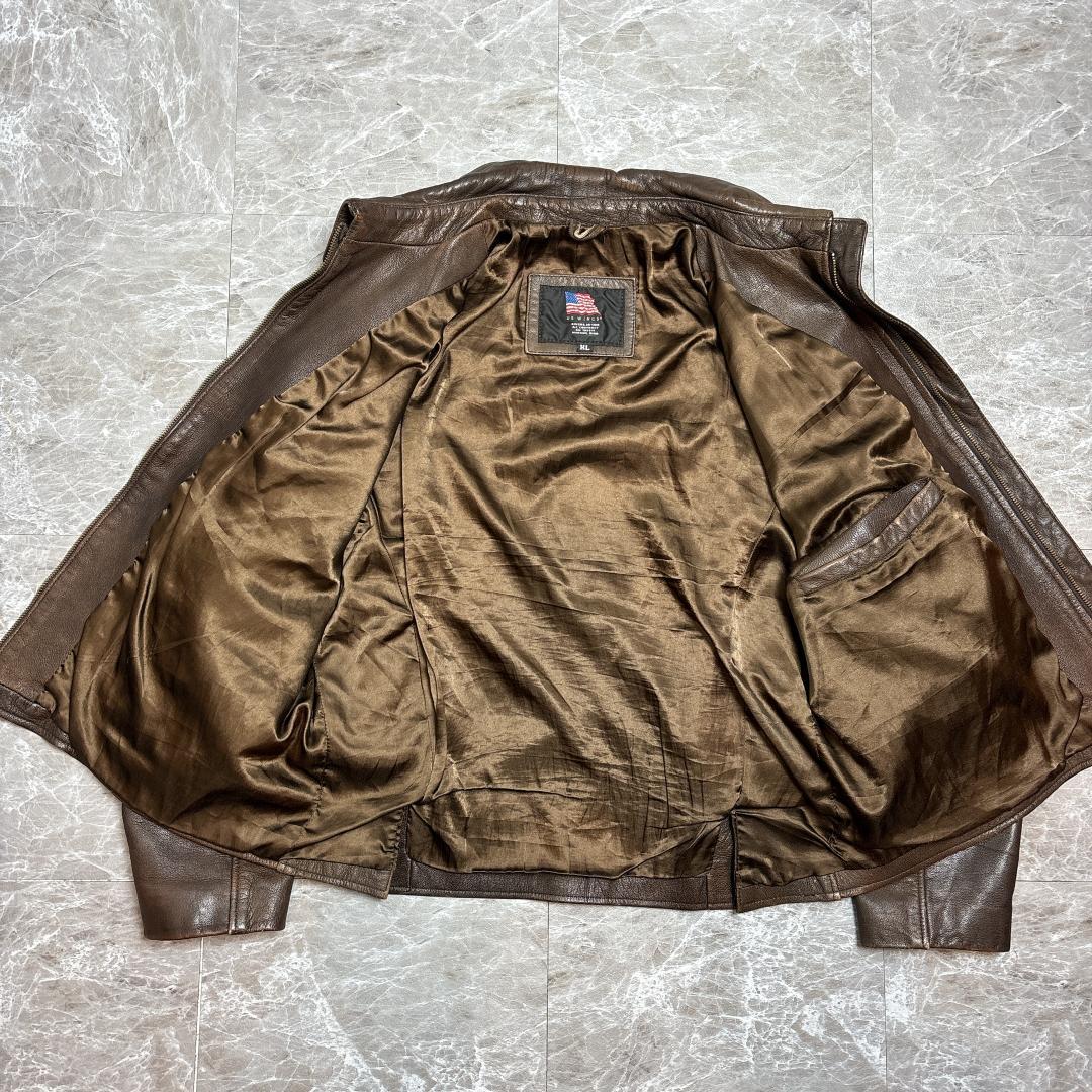 名作 USA製 A2 Flight Jacket XL 台襟 シールブラウン