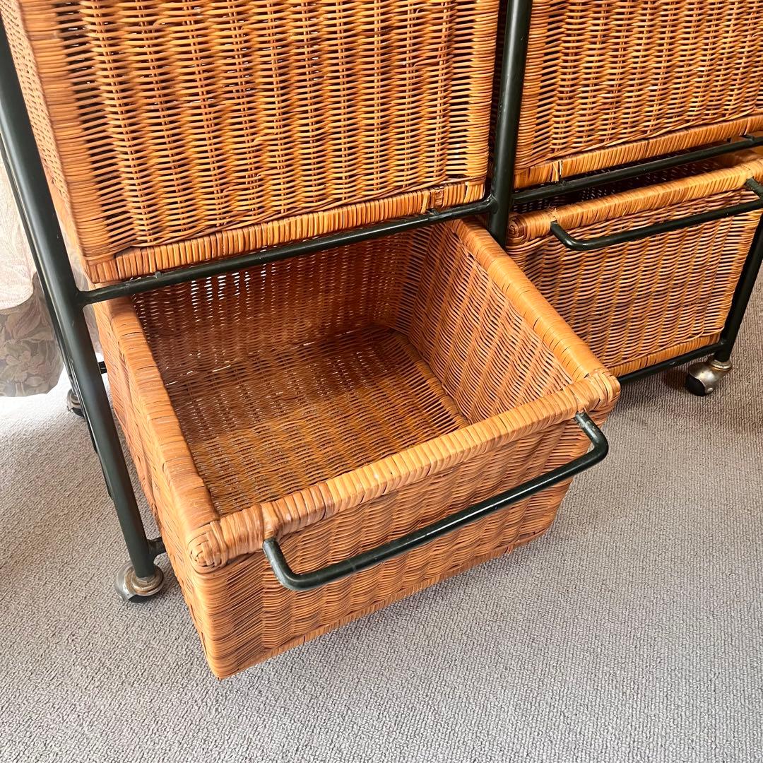 ヴィンテージ　ラタン　チェスト　アイアンフレーム　キャビネット