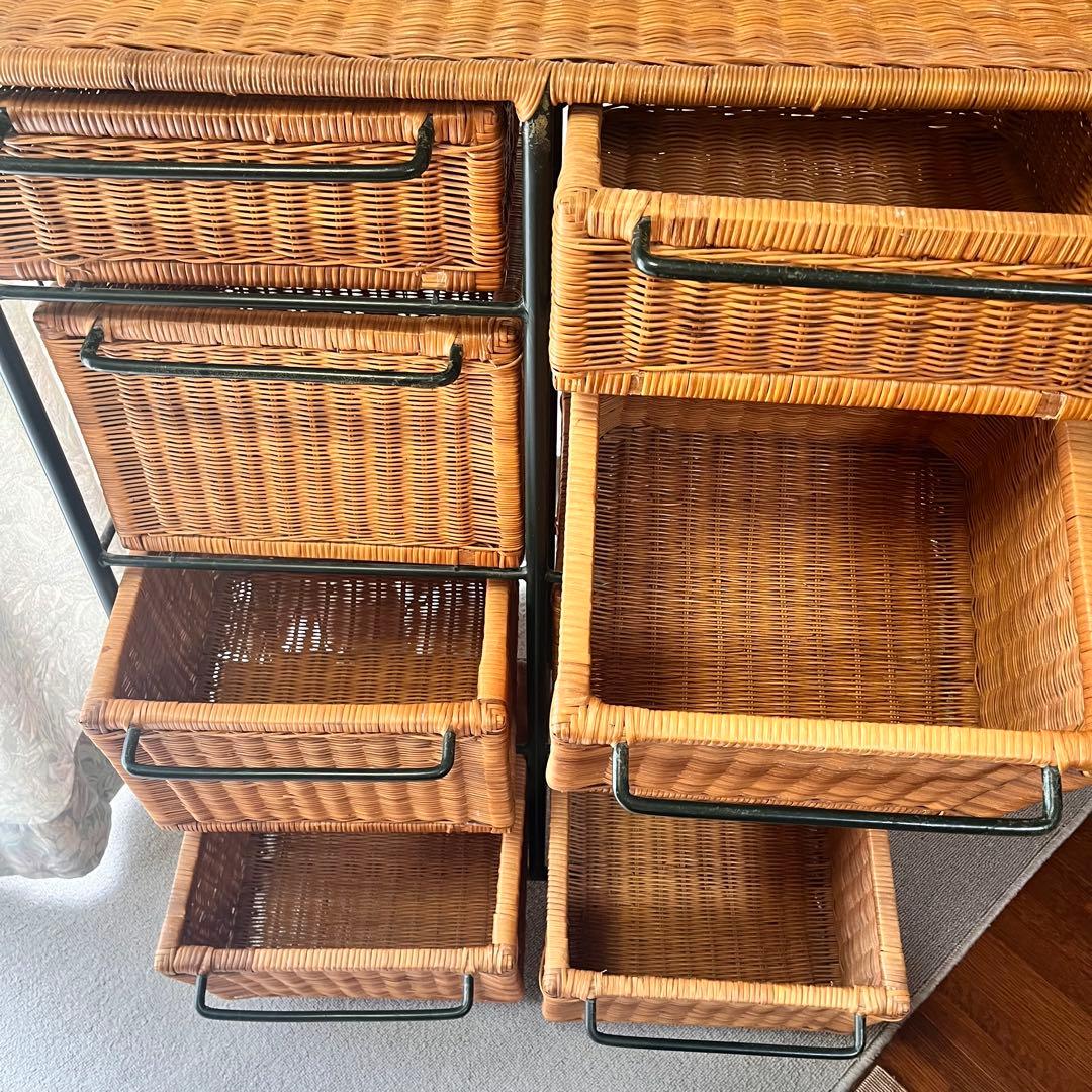 ヴィンテージ　ラタン　チェスト　アイアンフレーム　キャビネット