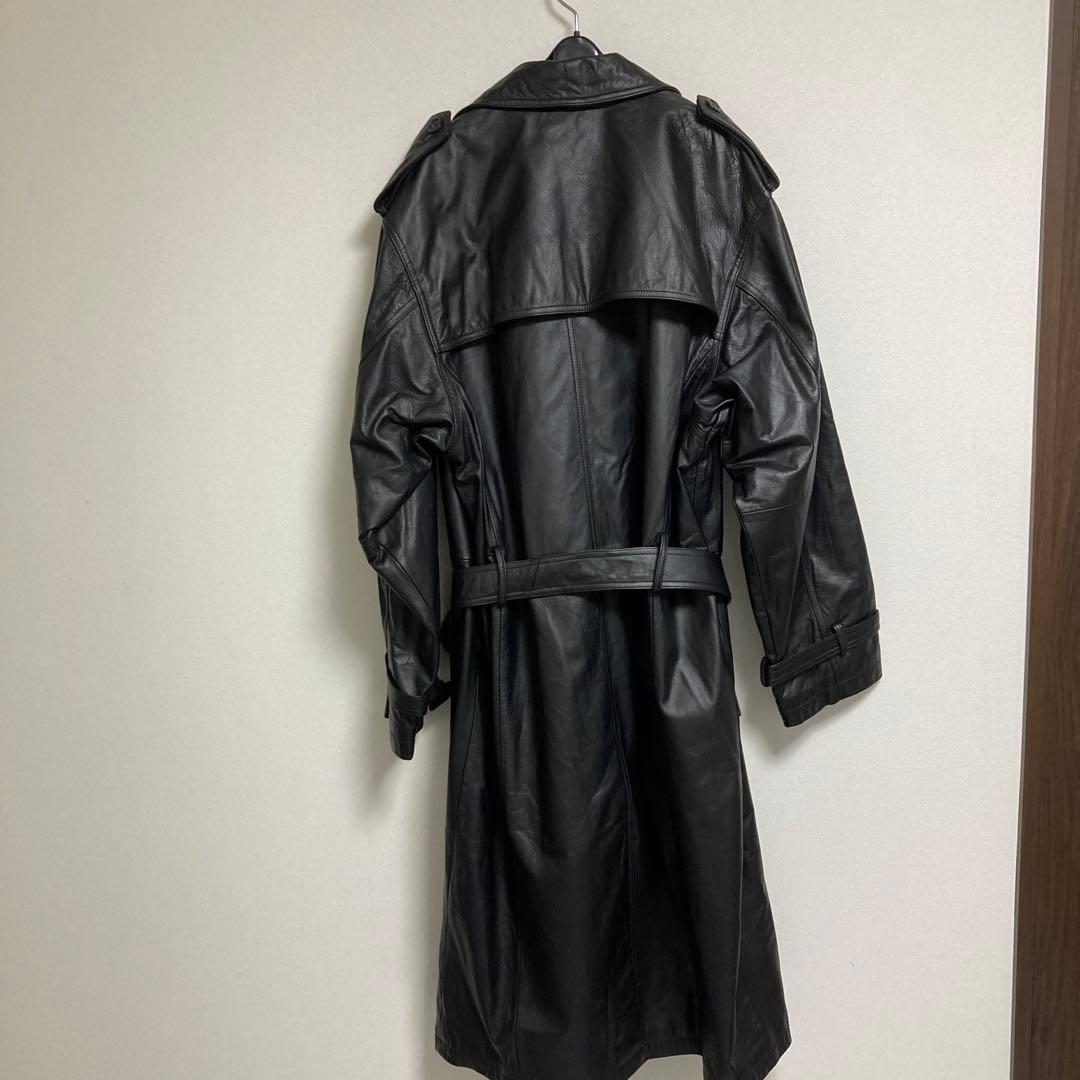 【ビッグサイズ⭐️ヴィンテージ】リアルレザー トレンチコート ロング 極美品⭐️
