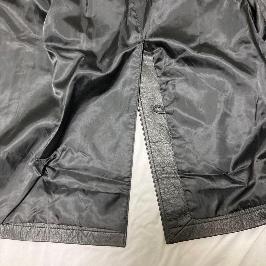 【ビッグサイズ⭐️ヴィンテージ】リアルレザー トレンチコート ロング 極美品⭐️