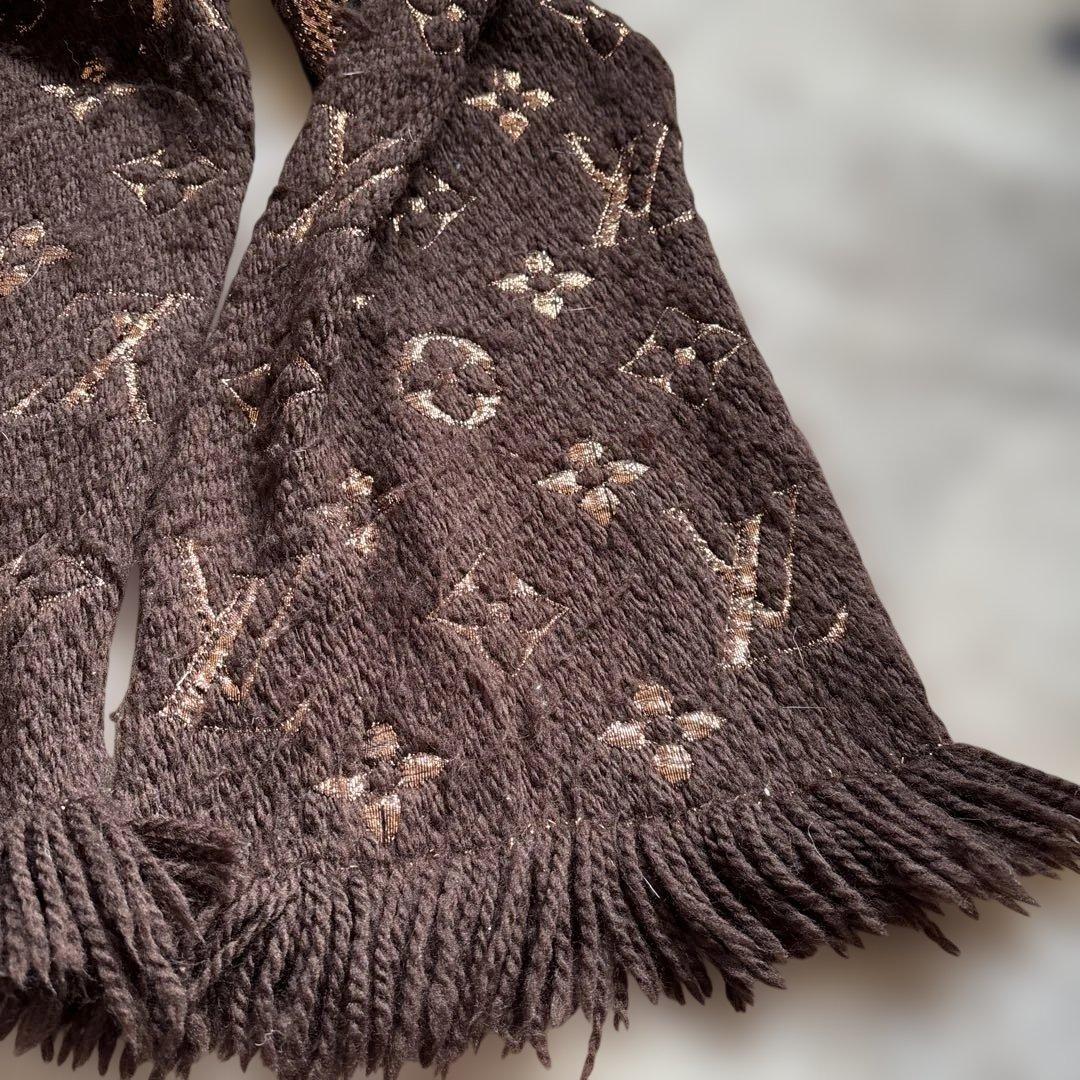 LOUIS VUITTON ブラウン マフラー フリンジ付き