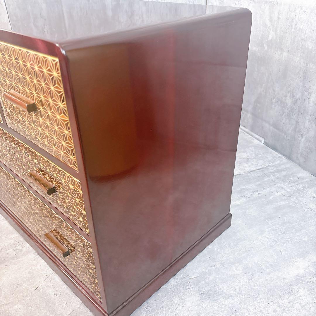 【極美品】露木清次作 箱根寄木細工　麻の葉模様 小箪笥　民芸家具