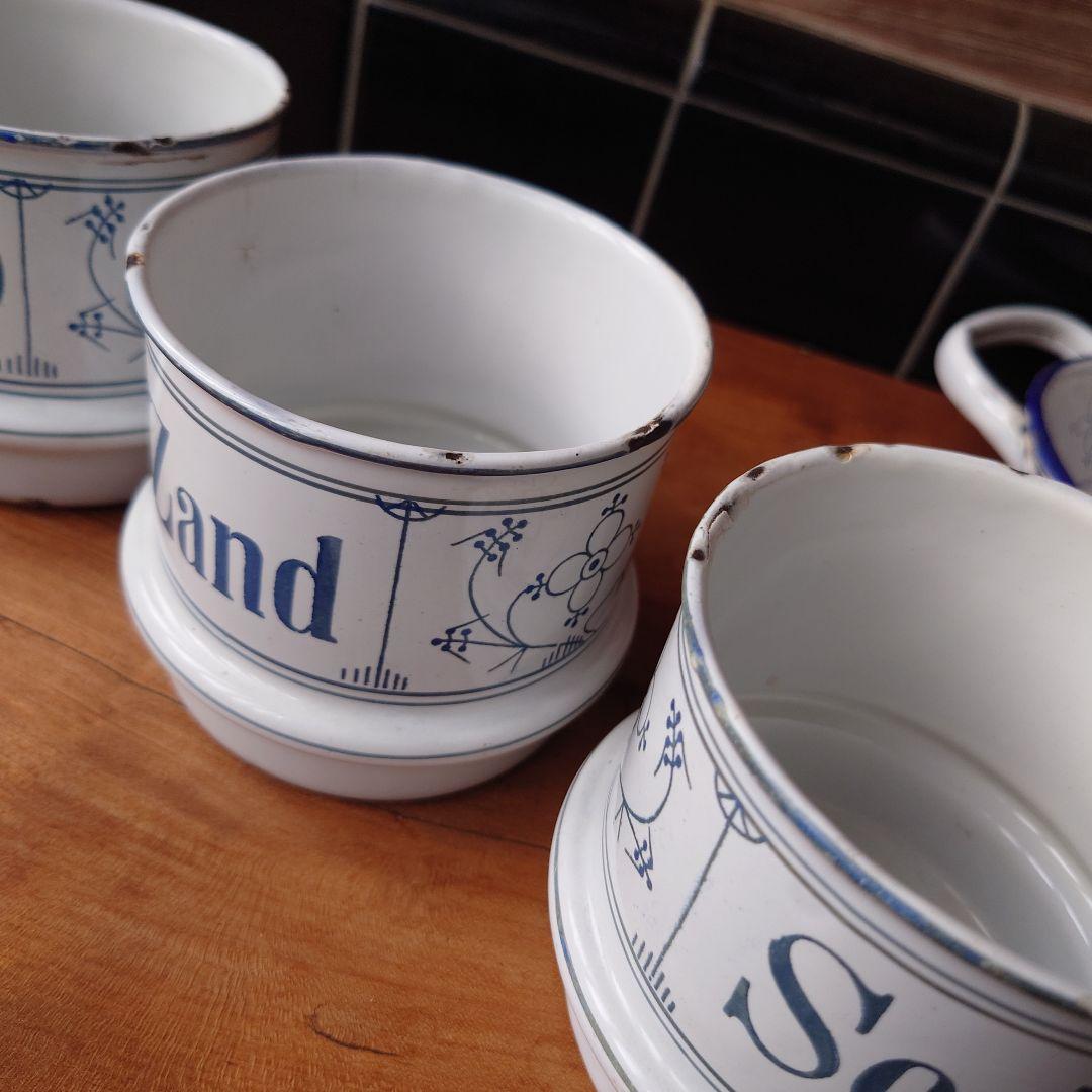 NAVY様 アンティークサボンカップのみ3個 サキソニー柄琺瑯カップ1個