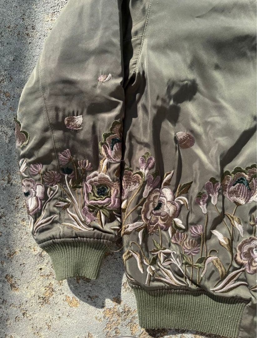 【希少】90s MA-1 リバーシブル 花柄 フラワーデザイン キルティング