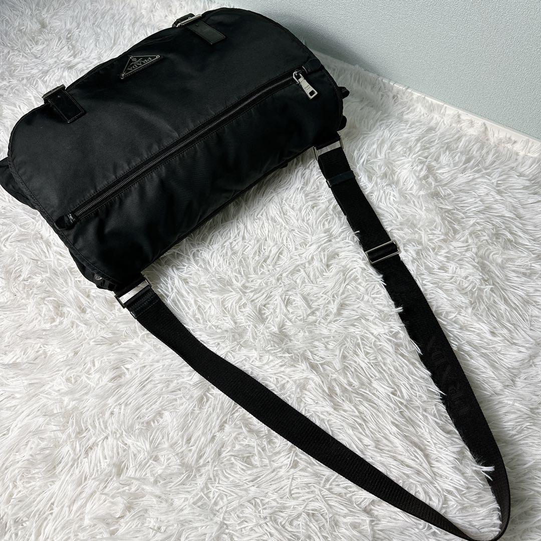 美品/現行✨プラダ メッセージジャーバッグ ショルダー BT0696 ブラック