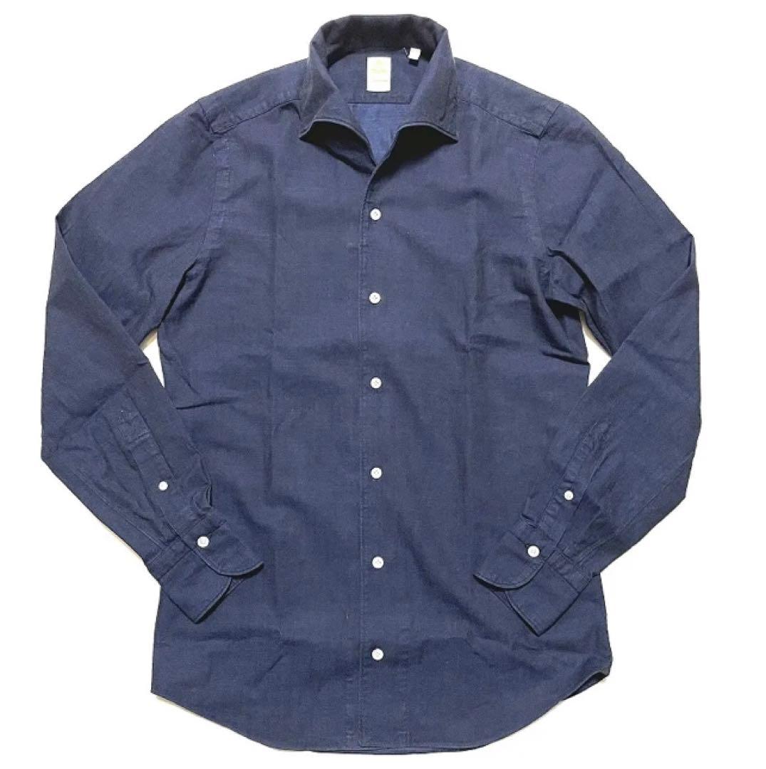 新作 フィナモレ MANUEL ワンピースカラー インディゴ デニムシャツ 38